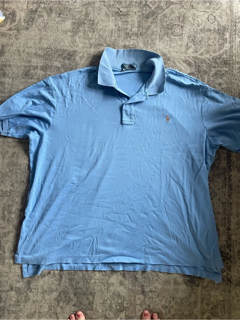 Ralph Lauren Light Blue Men's Polo Shirt with Embroidered Logo